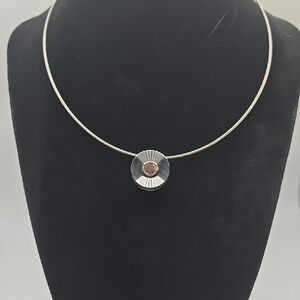 Pink Crystal and Stainless Steel Minamalist Pendant Necklace